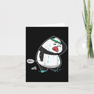 Funny Tired Panda Playing Badminton Card