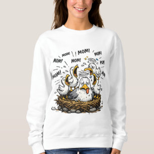 Funny Tired Seagull Mom Mother's Day Cartoon  Sweatshirt