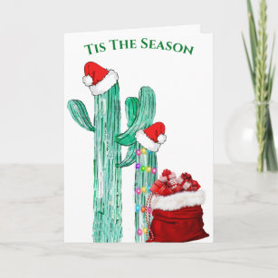 Funny Tis The Season Southwest Christmas Cactus Holiday Card