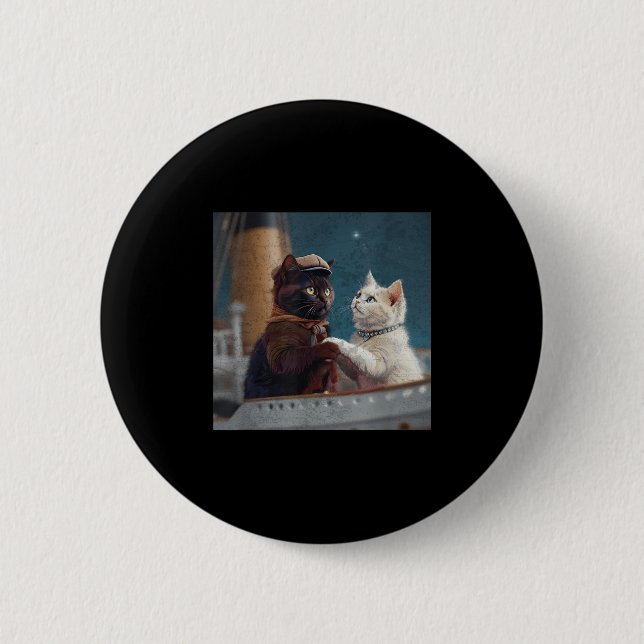 Funny Titanic Movie Cat Meme Rms Cruise Ship Men W Button (Front)