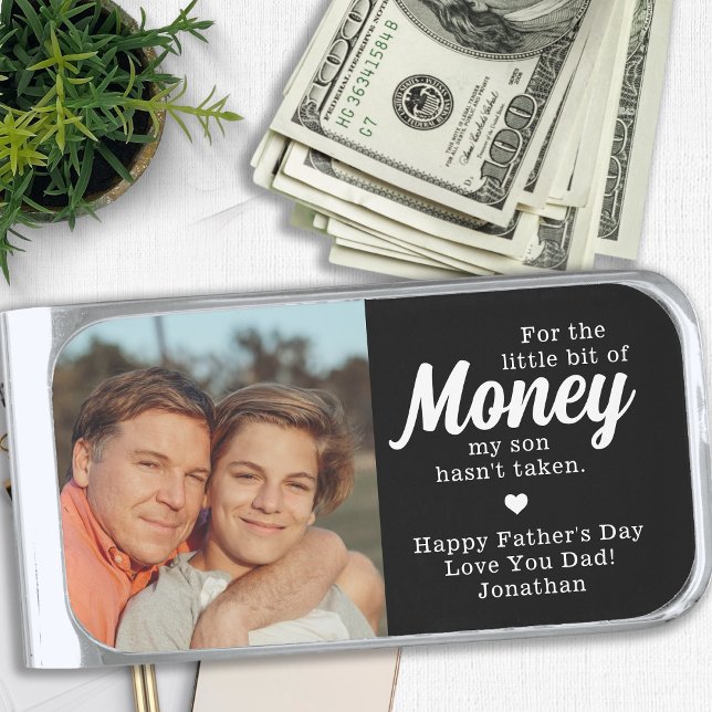 Funny To Dad From Son Personalized Photo Silver Finish Money Clip (Creator Uploaded)