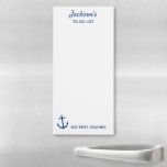 Funny To Do list But First Boating Nautical Anchor Magnetic Notepad<br><div class="desc">A funny to do list that's perfect for the boating enthusiast.  Design features a nautical blue anchor and 3 lines of your custom text. Current text read's "Your Name's" to do list - but first,  boating. A perfect gift for anyone who loves to be on the water.</div>