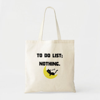 FUNNY "TO DO LIST: NOTHING" Tote Bag - Lazy Cat Sh