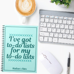 Funny To Do List Trendy Teal Monogram Cute Type A Notebook