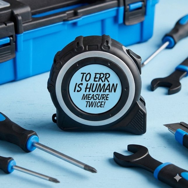 Funny To Err is Human Measure Twice! Tape Measure (Funny to Err is Human Measure Twice! Measuring Tape Cover Photo)