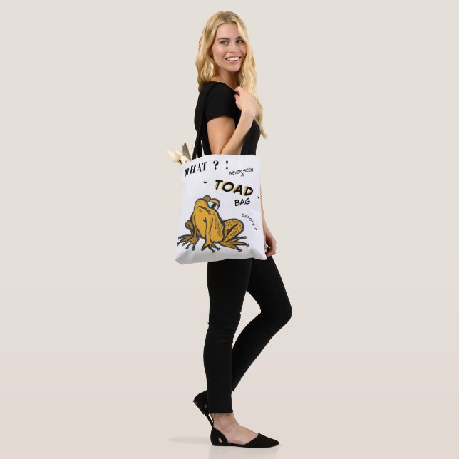 Funny TOAD Cartoon Cust. White Tote Bag (On Model)