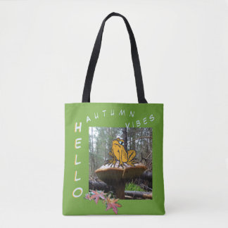 Funny Toad Cartoon on Toadstool Tote Bag