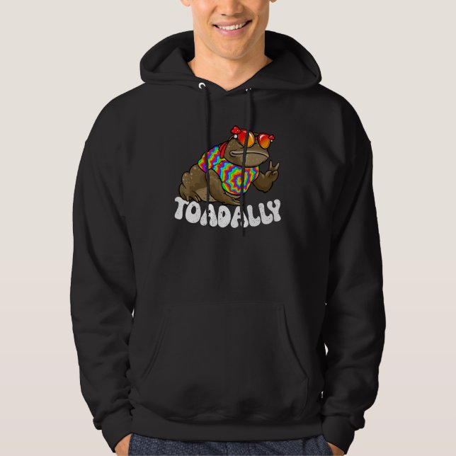Funny Toad, Kids Toad, Hippie Toad, Frog, Amphibia Hoodie (Front)