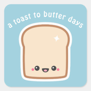 Funny Toast with Happy Face Square Sticker