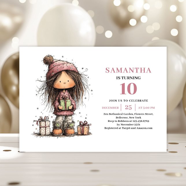 Funny Toddler 10th Birthday Invite Pink Card (Funny Toddler 10th Birthday Invite Pink Card)