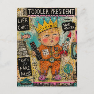 Funny Toddler President Cartoon Collage Postcard