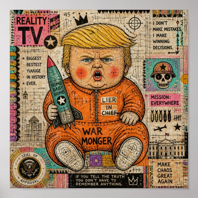 Funny Toddler President Collage Poster (Front)