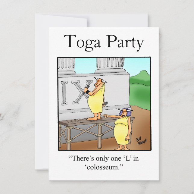 Funny Toga Party Invitations (Front)