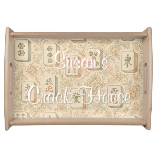 Funny Toile Crack House Vintage Mahjong Serving Tray