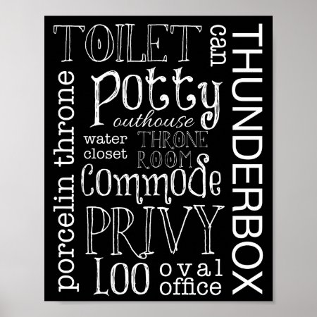 Funny Toilet Bathroom Sign Poster Print