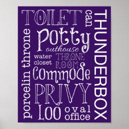 Funny Toilet Dark Purple Bathroom Sign Print