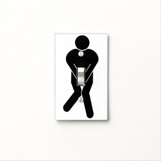 Funny toilet for men sign, black and white vector light switch cover