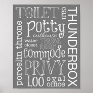 Funny Toilet Gray Bathroom Sign Poster Print at Zazzle
