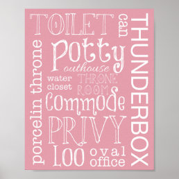 Funny Toilet Light Pink Bathroom Sign Print