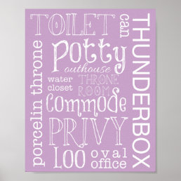 Funny Toilet Lilac Purple Bathroom Sign Print
