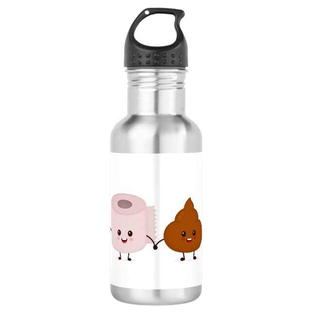 Funny Toilet Paper And Poop Stainless Steel Water Bottle (Front)