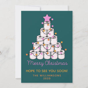 Funny Toilet Paper Christmas Tree Colorful Custom Holiday Card
