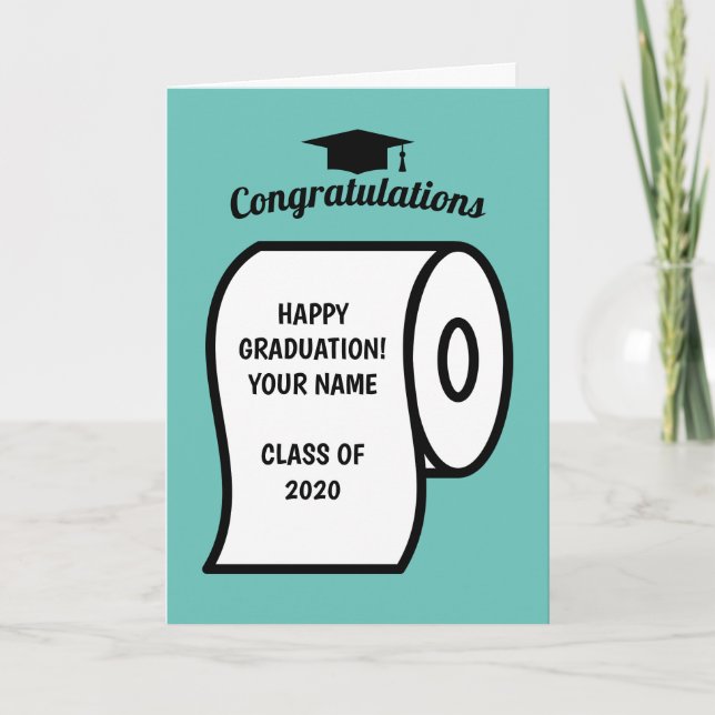 Funny toilet paper roll High School Graduation Card (Front)