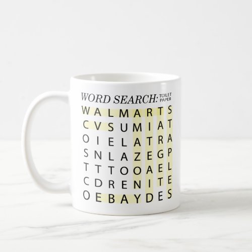 Funny Toilet Paper Word Search Coffee Mug