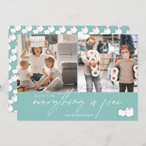 Funny toilet roll 2020 fine 2 photos grid teal card