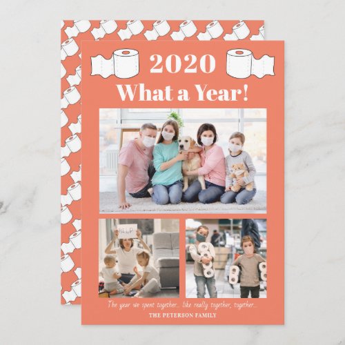 Funny toilet roll 2020 What a year 3 photos coral Card
