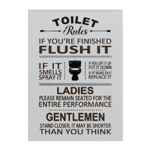 Funny Toilet Rules Bathroom Restroom Humor Acrylic Print
