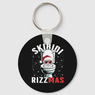 Funny Toilet Santa Skibidi Rizzmas White Elephant Keychain
