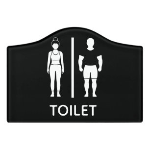 Funny Toilet Sign Black Gym Workout Bathroom Sign