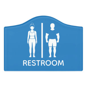 Funny Toilet Sign Blue Gym Workout Bathroom Sign