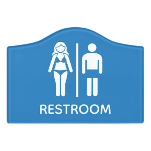 Funny Toilet Sign Blue Swimming Pool Bathroom Sign