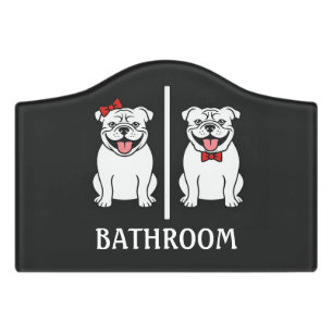 Funny Toilet Sign Bulldog Dog Bathroom Sign