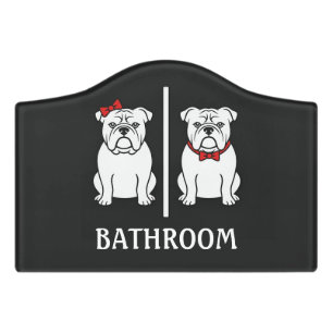 Funny Toilet Sign Bulldog Dog Bathroom Sign