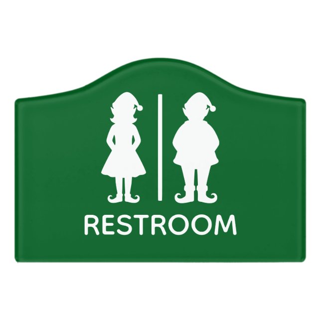 Funny Toilet Sign Christmas Elf Bathroom Sign (Small Crest Front)