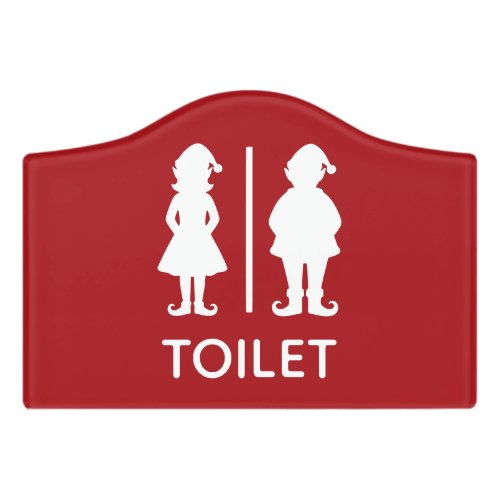 Funny Toilet Sign Christmas Elf Red Bathroom Sign