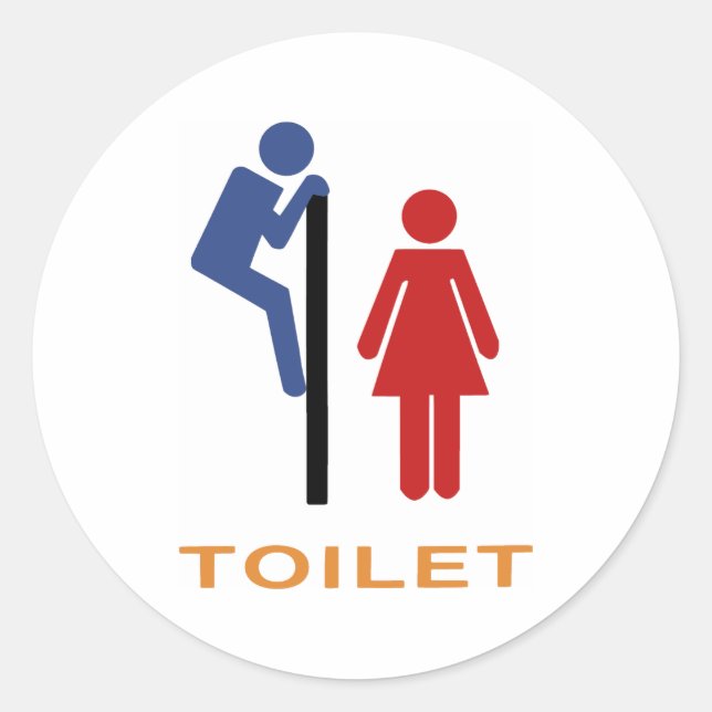 Funny Toilet Sign Classic Round Sticker (Front)