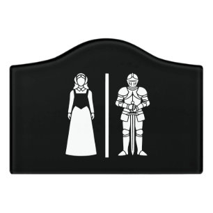 Funny Toilet Sign Knight & Fair Maiden Bathroom