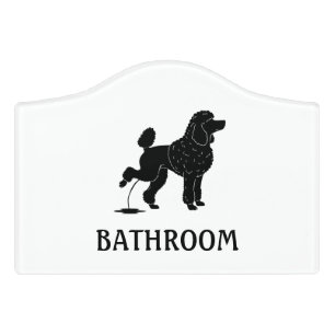 Funny Toilet Sign Poodle Dog Bathroom Sign