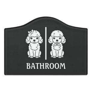 Funny Toilet Sign Poodle Dog Bathroom Sign