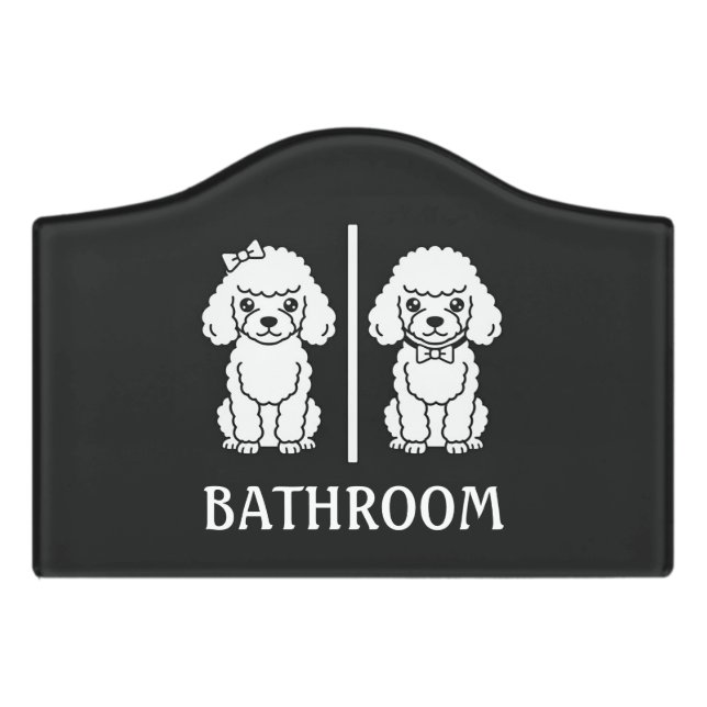 Funny Toilet Sign Poodle Dog Bathroom Sign (Small Crest Front)
