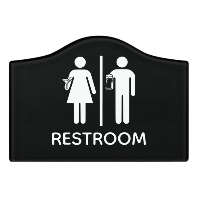 Funny Toilet Sign Pub Drinks Bar Bathroom Sign (Small Crest Front)