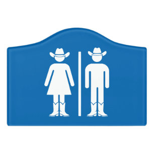 Funny Toilet Sign Ranch Cowboy Bathroom Sign Blue