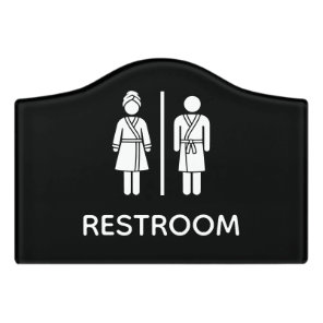 Funny Toilet Sign Resort Spa Bathroom Sign - Black