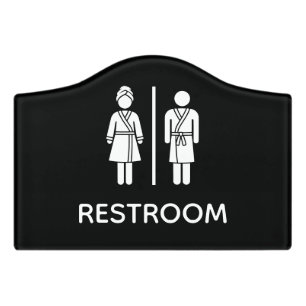 Funny Toilet Sign Resort Spa Bathroom Sign - Black
