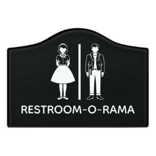 Funny Toilet Sign Retro 1950s 50s Bathroom Sign