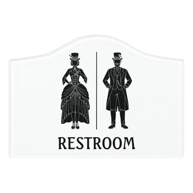 Funny Toilet Sign Steampunk Victorian Restroom (Small Crest Front)